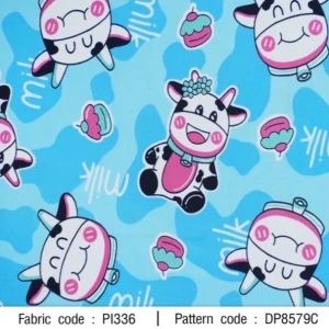 ผ้าพิมพ์ Cow Milk(ฟ้า) - primary
