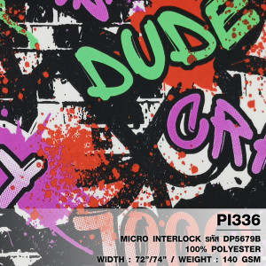 ผ้าพิมพ์ Crazy Dude(แดงม่วง) - primary