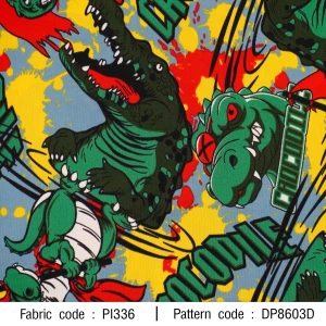 ผ้าพิมพ์ Crocodile(เทา) - primary