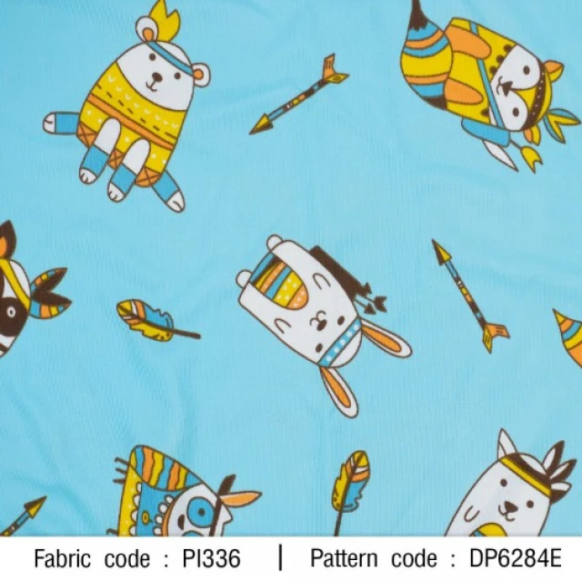 ผ้าพิมพ์ Cute Tribe(ฟ้า)