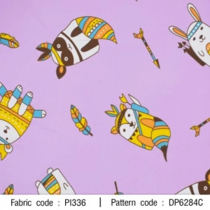 ผ้าพิมพ์ Cute Tribe(ม่วง) - primary