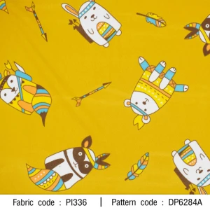 ผ้าพิมพ์ Cute Tribe(เหลือง) - primary