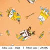 ผ้าพิมพ์ Cute Tribe(ส้ม) รูปที่ 0