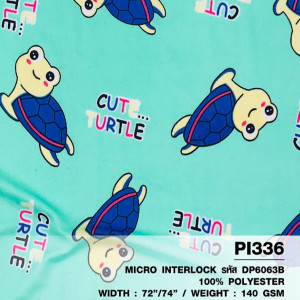 ผ้าพิมพ์ Cute Turtle(เขียวมิ้นท์)