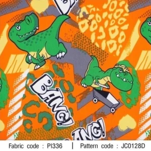 ผ้าพิมพ์ Dino Bang(ส้ม) - primary