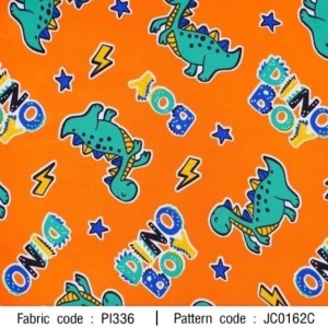 ผ้าพิมพ์ Dino Boy(ส้ม) - primary