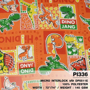 ผ้าพิมพ์ Dino Comice (ส้ม)