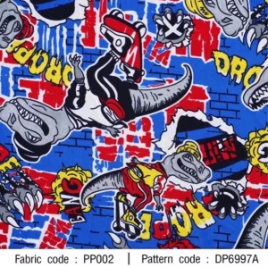 ผ้าพิมพ์ Dino DROPE(น้ำเงิน) - primary