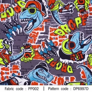 ผ้าพิมพ์ Dino DROPE(เทา) - primary