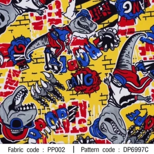 ผ้าพิมพ์ Dino DROPE(เหลือง) - primary