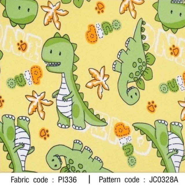 ผ้าพิมพ์ Dino kiku(เหลือง)