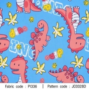 ผ้าพิมพ์ Dino kiku(ฟ้า)