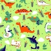 ผ้าพิมพ์ Dino So Cute(เขียว) 