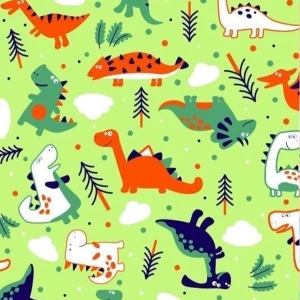 ผ้าพิมพ์ Dino So Cute(เขียว) - primary