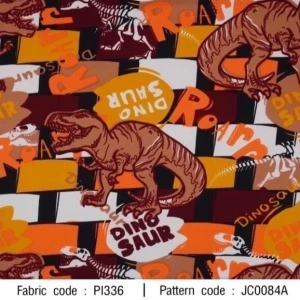 ผ้าพิมพ์ Dinosaur(น้ำตาล) - primary