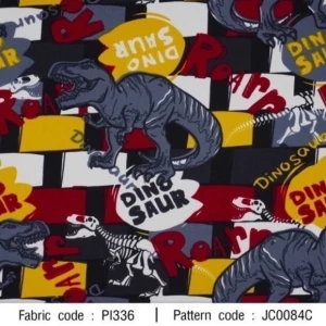 ผ้าพิมพ์ Dinosaur(เทา) - primary