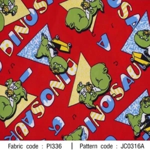 ผ้าพิมพ์ Dinosuar มิติ(แดง)