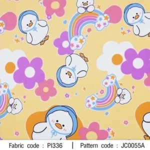 ผ้าพิมพ์ Duck in garden(ส้ม) - primary