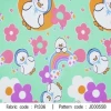 ผ้าพิมพ์ Duck in garden(เขียว) 