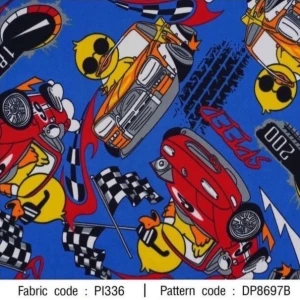 ผ้าพิมพ์ Duck Racing(น้ำเงิน) - primary