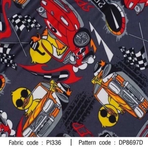 ผ้าพิมพ์ Duck Racing(เทา) - primary