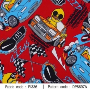 ผ้าพิมพ์ Duck Racing(แดง) - primary