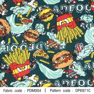 ผ้าพิมพ์ Fastfood Angry(เขียว) - primary