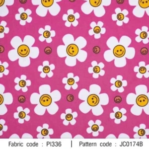 ผ้าพิมพ์ Flower smile(ชมพู) - primary