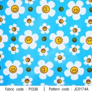 ผ้าพิมพ์ Flower smile(ฟ้า) - primary
