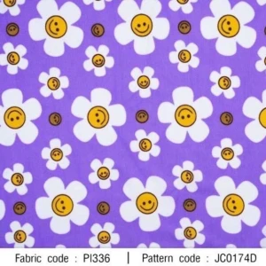 ผ้าพิมพ์ Flower smile(ม่วง) - primary