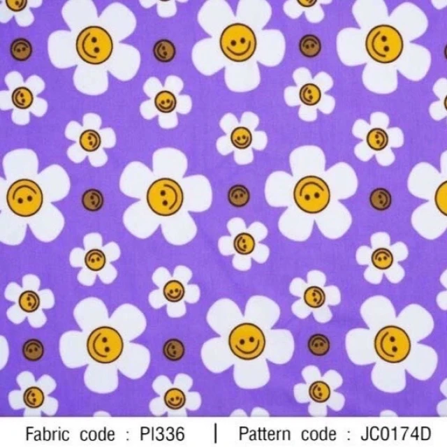 ผ้าพิมพ์ Flower smile(ม่วง)