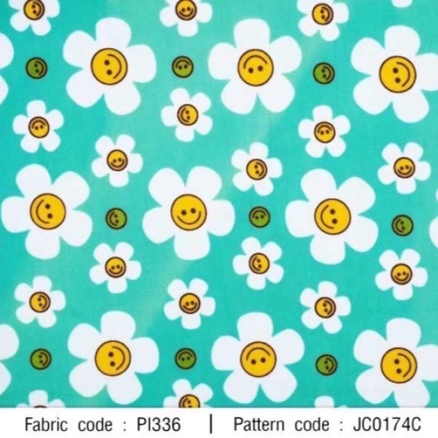 ผ้าพิมพ์ Flower smile(เขียว)