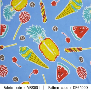 ผ้าพิมพ์ Fruit summer(ฟ้า) - primary