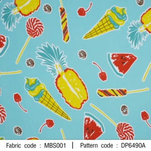 ผ้าพิมพ์ Fruit summer(เขียวมิ้นท์) - primary