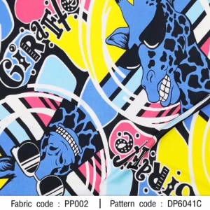 ผ้าพิมพ์ Giraffe(เหลืองน้ำเงิน) - primary
