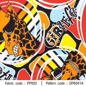 ผ้าพิมพ์ Giraffe(แดงส้ม)