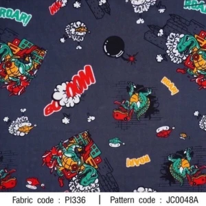 ผ้าพิมพ์ Godzilla Boom(เทา) - primary