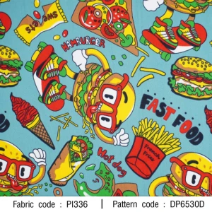 ผ้าพิมพ์ Hamburger(คราม) - primary