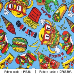 ผ้าพิมพ์ Hamburger(ฟ้า) - primary