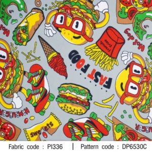 ผ้าพิมพ์ Hamburger(เทา) - primary