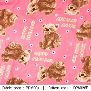 ผ้าพิมพ์ Happy bear day(ชมพู) - primary