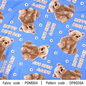 ผ้าพิมพ์ Happy bear day(ฟ้า) - primary