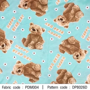 ผ้าพิมพ์ Happy bear day(เขียว) - primary