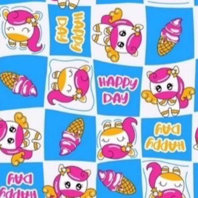 ผ้าพิมพ์ Happy Day(ฟ้า)