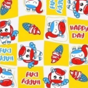 ผ้าพิมพ์ Happy Day(เหลือง) - primary