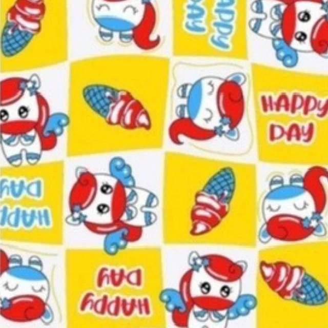 ผ้าพิมพ์ Happy Day(เหลือง)