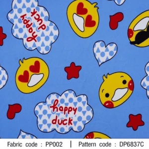 ผ้าพิมพ์ Happy Duck(ฟ้า) - primary