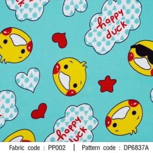 ผ้าพิมพ์ Happy Duck(เขียว) - primary
