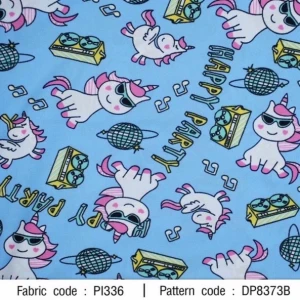 ผ้าพิมพ์ Happy Party(ฟ้า) - primary