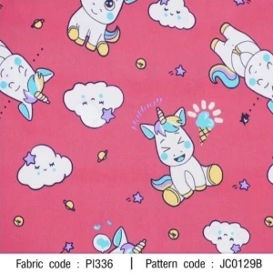 ผ้าพิมพ์ happy unicorn(ชมพู) - primary